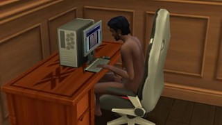 Indian Stepson masturbating asian dog suck in front of computer | StepMom catches him and fuck with her stepson