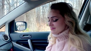 Blonde Deep Sucks Cock and gloryloads Gets Cum in Mouth While No One Sees - In Car