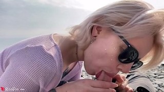 Blonde Public Blowjob Dick and Cum in Mouth by the Sea xonline vip - Outdoor