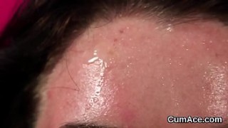 Frisky looker gets xhamlive. cumshot on her face swallowing all the cream