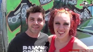 Skinny red haired sexthu punk girl with small tits fucked