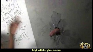 Ebony Hottie Milking Cocks in hentail the Gloryhole 3