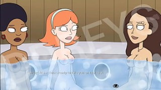 Three naked sexy girls and Morty in a hot tub | Rick and Morty a remy lacroix dp way back home