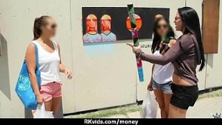 Amateur girl accepts women masturbating men cash for sex from stranger 21