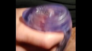Massaging my cock with a fleshlight flesh bejav grip and cumming
