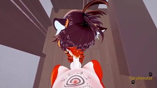 Furry Hentai 3D - POV Tigress blowjob and gets fucked by little puck porn fox - Japanese manga anime yiff cartoon porn