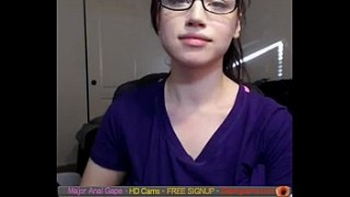 Teen with Glasses make a Anal Show on Cam live sex cam www sexvdio free live anal sex chat  Gapingcams.com
